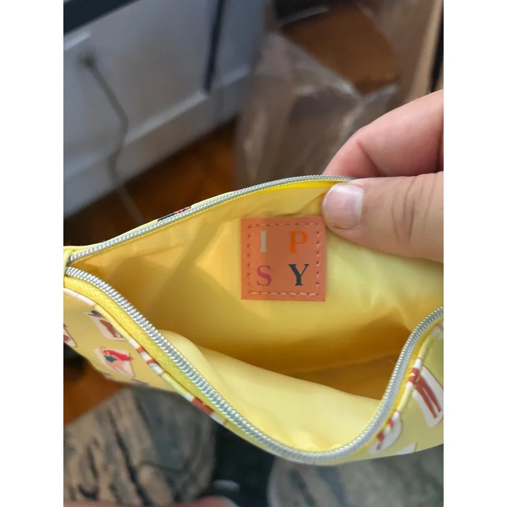Ipsy Yellow Sunbathing Women Print Makeup Bag Zippered Cosmetic Pouch Travel Cas